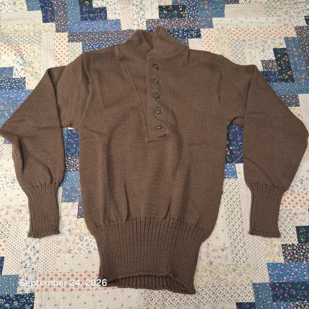 True Vintage 60s US Military 5 Button High Neck Wool Field Sweater Mens S DSA